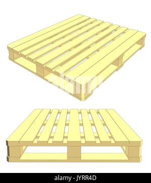 Set of wooden pallet. Isolated on white. Vector Stock Vector