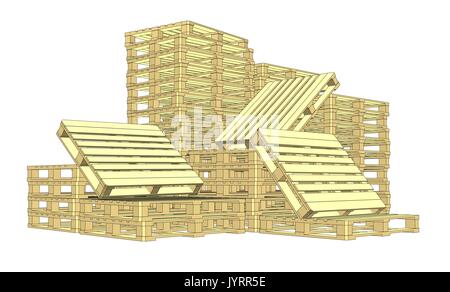 Wooden pallets. Isolated on white Stock Vector