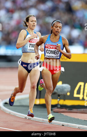 Stephanie TWELL (Great Britain), Muriel CONEO (Colombia), competing in the 5000m Women Heat 1 at the 2017, IAAF World Championships, Queen Elizabeth Olympic Park, Stratford, London, UK. Stock Photo