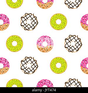 Donuts sugar glazed seamless vector pattern. Stock Vector