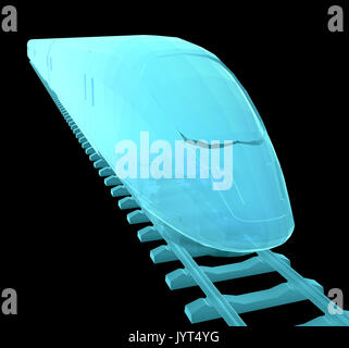 Glow blue high-speed train Stock Photo - Alamy