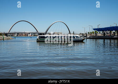Tranpserth Ferry arriving to Elizabeth Quay Jetty in Perth City, Western Australia Stock Photo