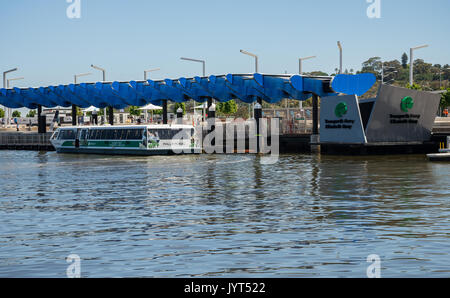 Transperth public ferry at Elizabeth Quay Jetty in Perth City, Western Australia Stock Photo