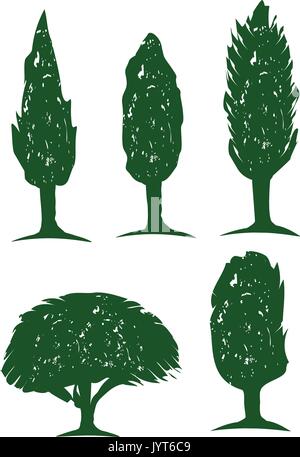set of trees illustration, icon design, isolated on white background. Stock Vector