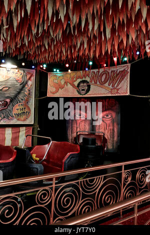 Ghost train spooky horror thrill ride. Stock Photo