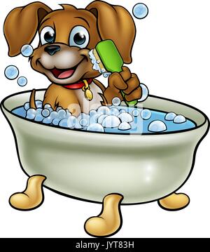 Cartoon Dog in the Bath  Stock Vector