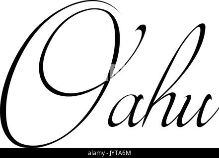 Oahu text sign illustration on white background Stock Vector
