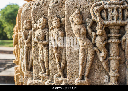 Sculpture on Modhera Sun Temple Stock Photo