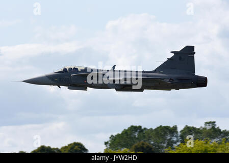 Saab JAS-39 Gripen fighter jet plane of the Czech Air Force displaying at Biggin Hill Festival of Flight airshow Stock Photo