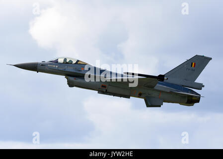 Belgian Air Force Air Component General Dynamics F-16AM Fighting Falcon fighter jet plane FA-134 displaying at Biggin Hill Festival of Flight airshow Stock Photo