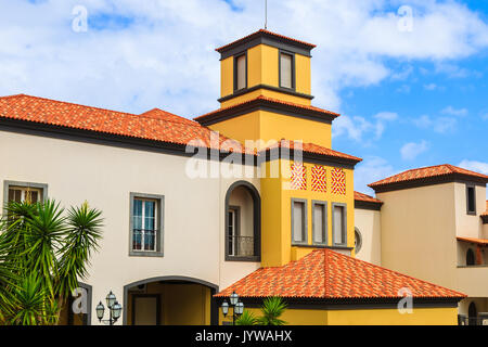 Colourful apartments in coastal village near Canical town, Madeira island, Portugal Stock Photo