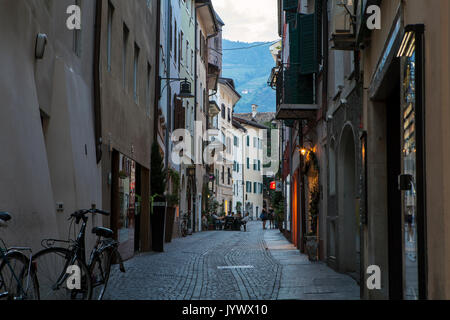 BOLZANO, ITALY - JUNE 24, 2017: Bolzano is a city in the South Tyrol province of north Italy, set in a valley amid hilly vineyards. Stock Photo