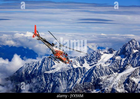 Mountain rescue helicopter, Chamonix, Mont-Blanc, France Stock Photo