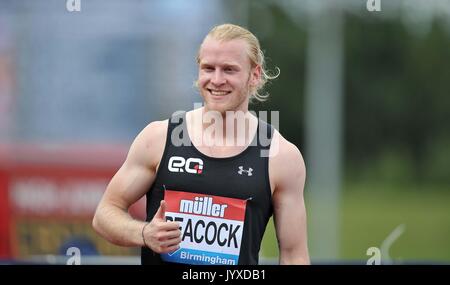 Birmingham, UK. 20th Aug, 2017. PEACOCK Jonathan (GBR) mens 100m T44. Muller Grand Prix Athletics. Birmingham Grand Prix. Alexander Stadium. Perry Barr. Credit: Sport In Pictures/Alamy Live News Stock Photo