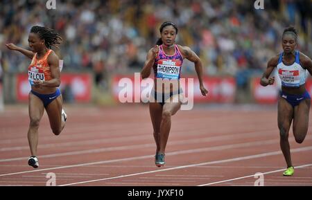 Birmingham, UK. 20th Aug, 2017. THOMPSON Elaine (JAM) in the womens 100m. Muller Grand Prix Athletics. Birmingham Grand Prix. Alexander Stadium. Perry Barr. Credit: Sport In Pictures/Alamy Live News Stock Photo