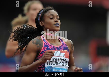 Birmingham, UK. 20th Aug, 2017. THOMPSON Elaine (JAM) in the womens 100m. Muller Grand Prix Athletics. Birmingham Grand Prix. Alexander Stadium. Perry Barr. Credit: Sport In Pictures/Alamy Live News Stock Photo