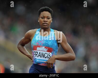 Birmingham, UK. 20th Aug, 2017. FRANCIS Phyllis (USA) in the womens 400m. Muller Grand Prix Athletics. Birmingham Grand Prix. Alexander Stadium. Perry Barr. Credit: Sport In Pictures/Alamy Live News Stock Photo