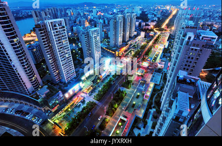Nanchang. 21st Aug, 2017. Aerial photo taken on April 2, 2015 shows the night view of Ganzhou, east China's Jiangxi Province. Credit: Xinhua/Alamy Live News
