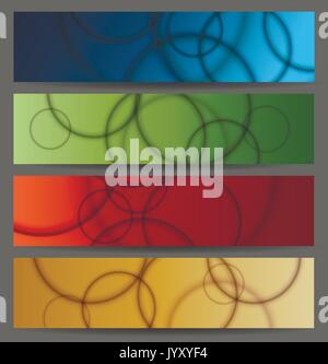 Set of four colorful horizontal banner with blurry bubbles. Vector illustration Stock Vector