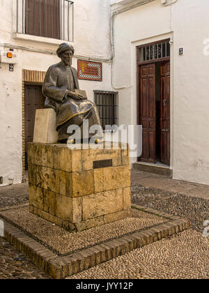 CORDOBA, SPAIN - MARCH 12, 2016:  Statue of Jewish philosopher Ben Maimonides in the Jewish Quarter of the Old City