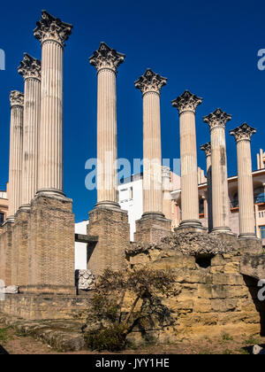 CORDOBA, SPAIN - MARCH 12, 2016:  The ruins of the Roman temple which was discovered in the 1950s