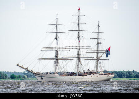 Sailing ship Shabab Oman II sails to the full sea after final of Tall Ships Races 2017 in Stettin on 05-08 August Stock Photo