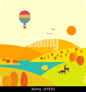 Mountain valley landscape in Autumn season Stock Vector