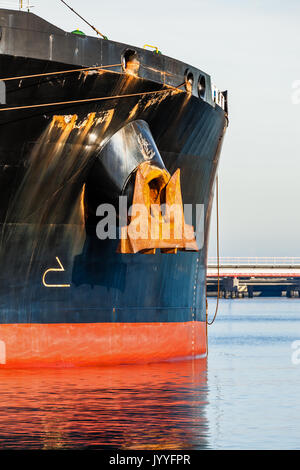 Industrial ship hull with bulbous bow. This is a protruding bulb at the ...