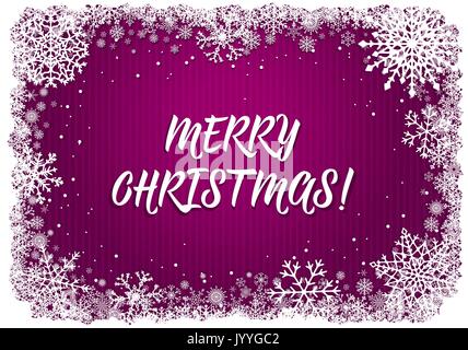 Pink Christmas background with frame of snowflakes Stock Vector Image ...