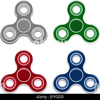 Set of fidget spinner toys. Isolated vector icons Stock Vector