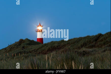 Lighthouse List at night - Sylt, Germany Stock Photo