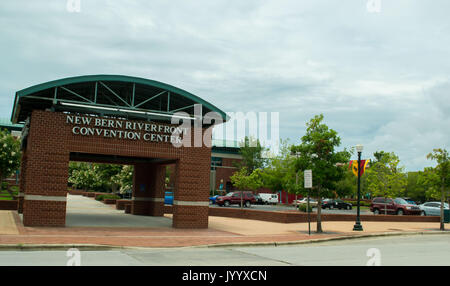 Historic Downtown New Bern North Carolina is surrounded by water, boats, yachts, Neuse River, Trent River and beautiful historic architecture Stock Photo