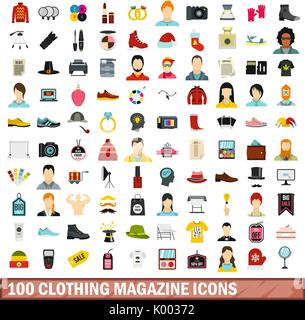 100 vogue magazine icons set, flat style Stock Vector Image & Art - Alamy