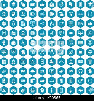 100 contact us icons sapphirine violet Stock Vector