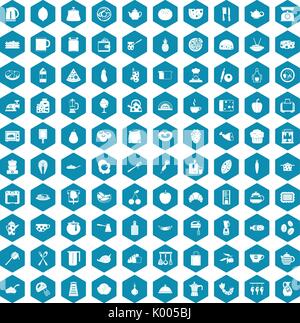 100 cooking icons sapphirine violet Stock Vector