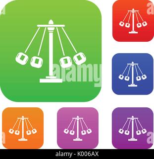 Carnival swing ride set collection Stock Vector