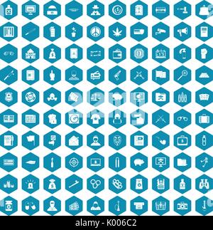 100 criminal offence icons sapphirine violet Stock Vector