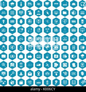 100 cyber security icons sapphirine violet Stock Vector