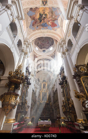Beautiful interior of the Church of St. Thomas (Kostel sv. Tomase). It's an Augustinian church in Prague, Czech Republic. Stock Photo