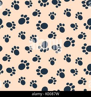 Dog paw print vector seamless pattern. Stock Vector