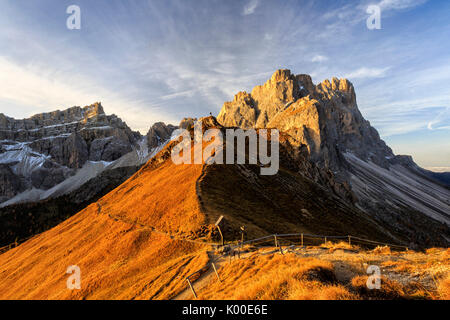 Hiking trails around the group of Forcella De Furcia. Funes Valley Dolomites South Tyrol Italy Europe Stock Photo