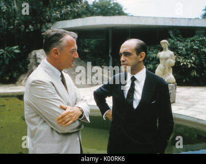Allen Hurlburt interviewing Oscar Niemeyer at his home in Rio de Janeiro, 1959. Stock Photo