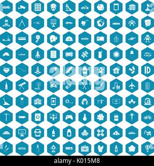 100 development icons sapphirine violet Stock Vector