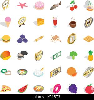 Good dish icons set, isometric style Stock Vector