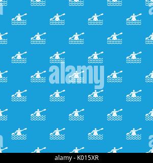 Male athlete in a canoe pattern seamless blue Stock Vector