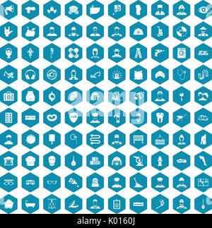 100 different professions icons sapphirine violet Stock Vector