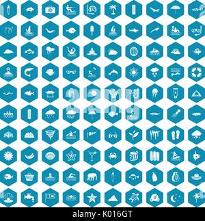 100 diving icons sapphirine violet Stock Vector