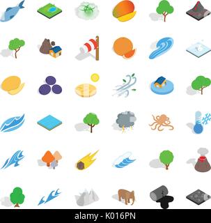 Animal of earth icons set, isometric style Stock Vector