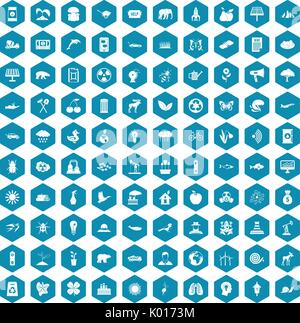 100 eco care icons sapphirine violet Stock Vector
