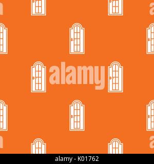Arched wooden door with glass pattern seamless Stock Vector